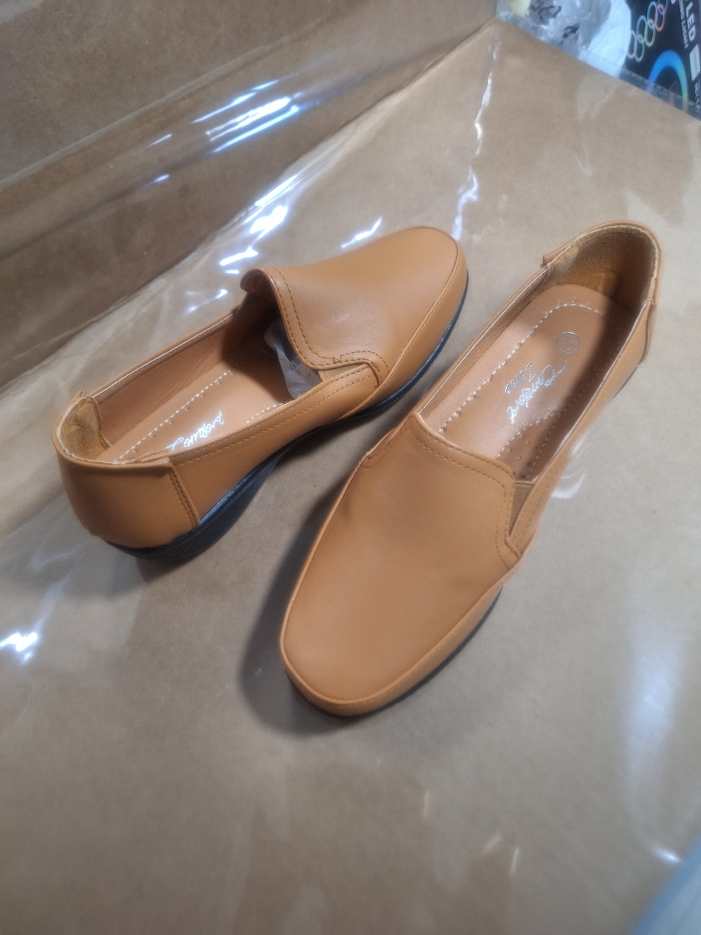 Women's Tan Slip-On Loafers - Comfort Casual Flats - Picture 5 of 5